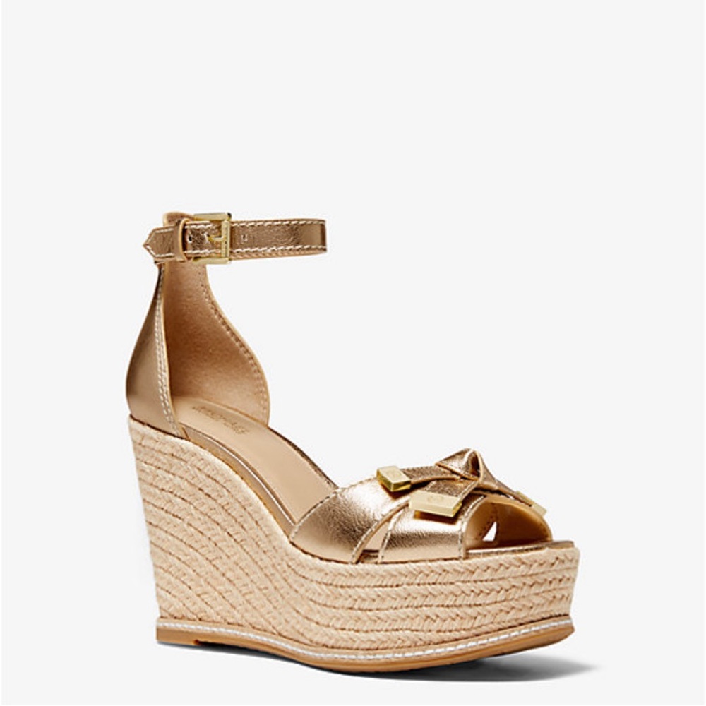 Ripley Metallic Leather Wedge Sandal Sz 7.5